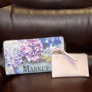 NWOT Floral Ziparound Wallet + Pink Cardholder